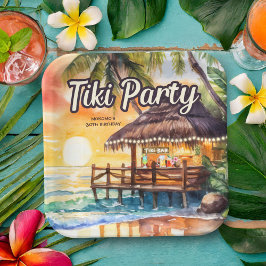 Tropical Beach Tiki Feest Verjaardag Papieren Bordje