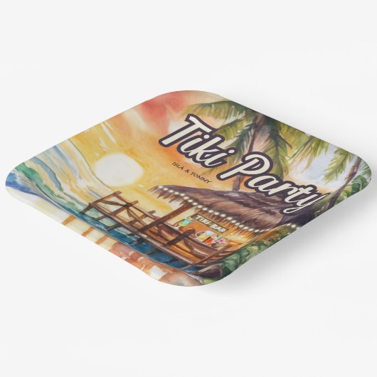 Tropical Beach Tiki Party Papieren Bordje (Gebogen)