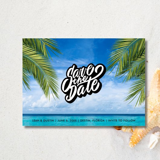 Tropical Beach Trouwfoto Save the Date