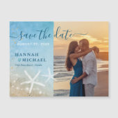 Tropical Beach Trouwfoto Save the Date Magnetische Uitnodiging (Voorkant)