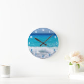 Tropical Beach Turquoise Water Blue Ocean Sea Foam Ronde Klok (Huis)