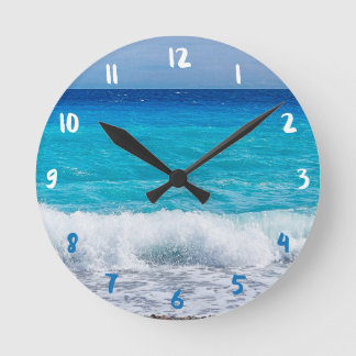 Tropical Beach Turquoise Water Blue Ocean Sea Foam Ronde Klok