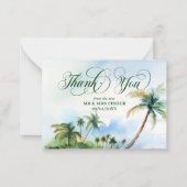 Tropical Beach Typografie Dank u kaart bruiloft Notitiekaartje (Voorkant)