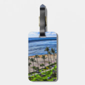 Tropical Beach Uitzicht Ocean Palm Trees Hawaiian Bagagelabel (Achterkant verticaal)