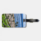 Tropical Beach Uitzicht Ocean Palm Trees Hawaiian Bagagelabel (Achterkant horizontaal)