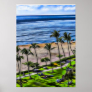 Tropical Beach Vakantie Zon en Zand Maui Hawaii Poster