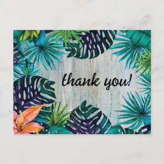 Tropical Beach Vibes Oerwoud Monstera laat Bedankt Briefkaart