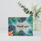Tropical Beach Vibes Oerwoud Monstera laat Bedankt Briefkaart (Staand voorkant)