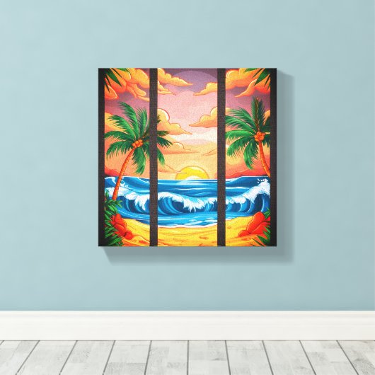 Tropical Beach Wall Art Premium verpakt canvas (Insitu (Houten vloer))