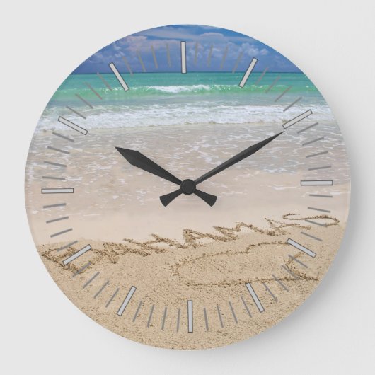 Tropical Beach Wall Clock Grote Klok (Voorkant)