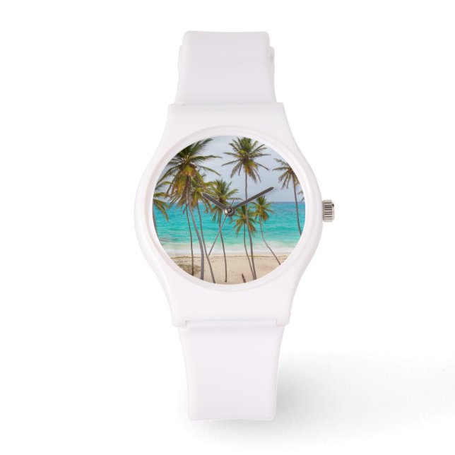 Tropical Beach Watch Palm Trees Horloge (Voorkant)
