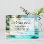 Tropical Beach Watercolor Wedding Rehearsal Dinner Kaart (Staand voorkant)