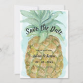 Tropical Beach Waterverf ananas bruiloft Save The Date (Voorkant)