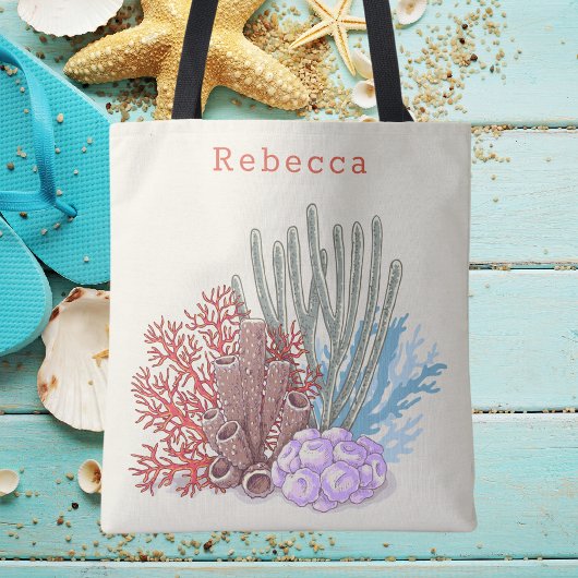 Tropical Beach Waterverf Coral Modern Tote Bag