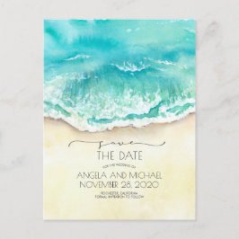 Tropical Beach Waterverf Save the Date Aankondigingskaart