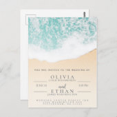 Tropical Beach Waves Bruiloft Uitnodiging Briefkaa (Voorkant / Achterkant)