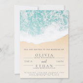 Tropical Beach Waves Wedding Invitation Sjabloon Kaart (Voorkant)