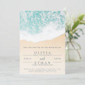 Tropical Beach Waves Wedding Invitation Sjabloon Kaart (Staand voorkant)