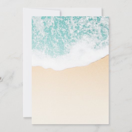Tropical Beach Waves Wedding Invitation Sjabloon Kaart (Achterkant)