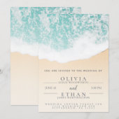 Tropical Beach Waves Wedding Invitation Sjabloon Kaart (Voorkant / Achterkant)