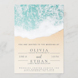 Tropical Beach Waves Wedding Invitation Sjabloon Kaart