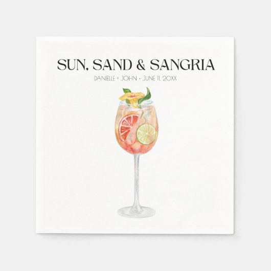 Tropical Beach Wedding Drink Bar Servetten (Voorkant)