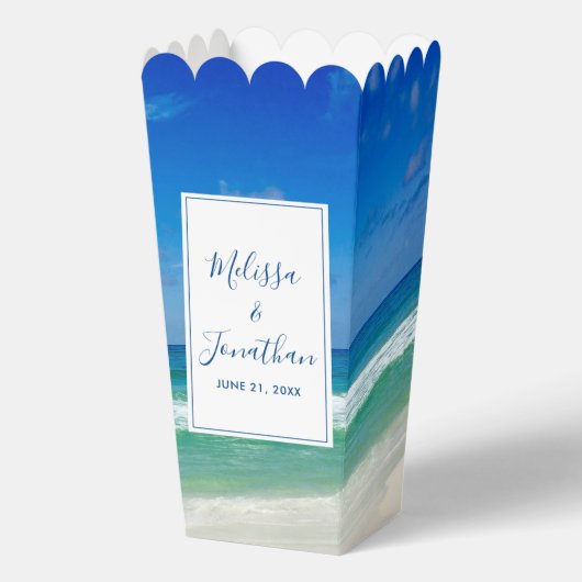 Tropical Beach Wedding Ocean Waves Popcorn Bedankdoosjes (Voorkant)