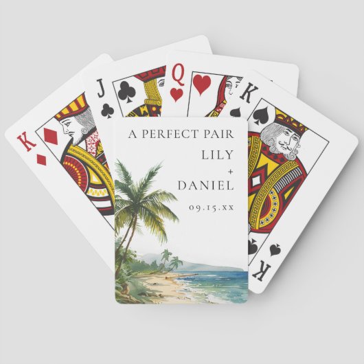 Tropical Beach Wedding Perfect Pair Favor Pokerkaarten (Achterkant)