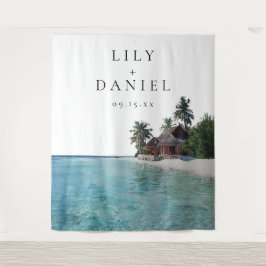 Tropical Beach Wedding Photo Backdrop Wandkleed