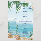 Tropical Beach Wedding Reception Menu Card (Voorkant / Achterkant)