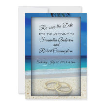 Tropical Beach Wedding Red het Date Briefkaart