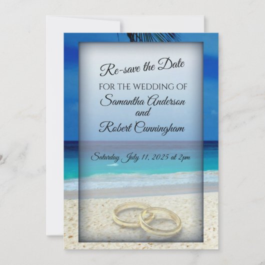 Tropical Beach Wedding Red het Date Briefkaart (Voorkant)