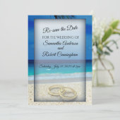 Tropical Beach Wedding Red het Date Briefkaart (Staand voorkant)