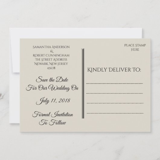Tropical Beach Wedding Red het Date Briefkaart (Achterkant)