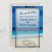 Tropical Beach Wedding Red het Date Briefkaart (Voorkant / Achterkant)