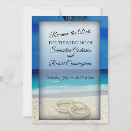 Tropical Beach Wedding Red het Date Briefkaart