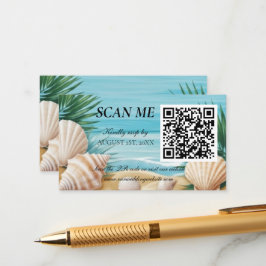 Tropical Beach Wedding RSVP QR Code Enclosure Informatiekaartje