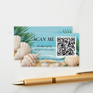 Tropical Beach Wedding RSVP QR Code Enclosure Informatiekaartje