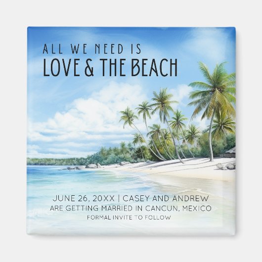 Tropical Beach Wedding Save Datum Magneet (Voorkant)