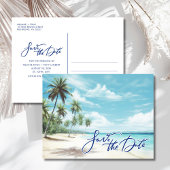 Tropical Beach Wedding Save the Date  Aankondigingskaart