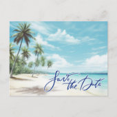 Tropical Beach Wedding Save the Date  Aankondigingskaart (Voorkant)