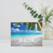 Tropical Beach Wedding Save the Date Briefkaart (Staand voorkant)