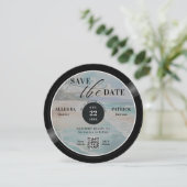 Tropical Beach Wedding Save the Date Muziek Liefde (Staand voorkant)
