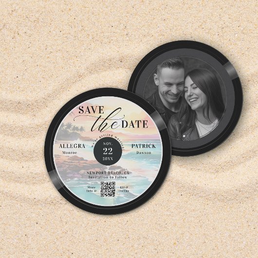 Tropical Beach Wedding Save the Date Muzikant QR