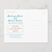 Tropical Beach Wedding Stamp Logo Save the Date Aankondigingskaart (Achterkant)