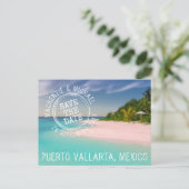 Tropical Beach Wedding Stamp Logo Save the Date Aankondigingskaart (Staand voorkant)