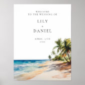Tropical Beach Wedding Welcome Sign Poster (Voorkant)