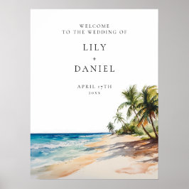 Tropical Beach Wedding Welcome Sign Poster
