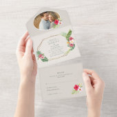 Tropical Beach Weduwfoto All In One Uitnodiging (Afscheurbaar)