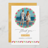 Tropical Beach Weduwfoto Bedankkaart (Voorkant / Achterkant)